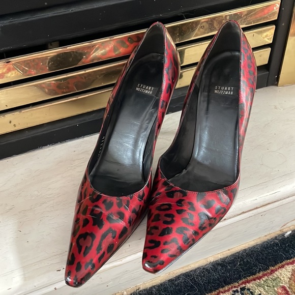 Stuart Weitzman red leopard heels, size 7B - Picture 6 of 6
